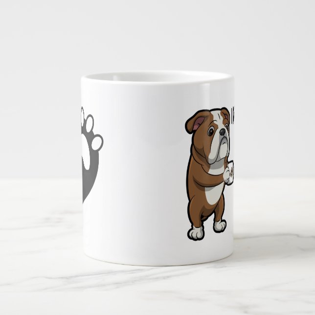 Bulldog Hunde Brei und Kaffee am Morgen Jumbo-Tasse (Vorderseite)