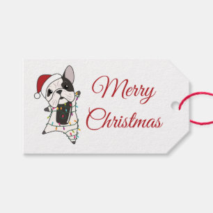 Bulldog Hunde Frohe Weihnachts Winter Tiere Trucke Geschenkanhänger