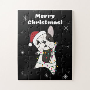 Bulldog Hunde frohe Weihnachts-Wintertiere