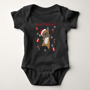 Bulldog Hunde frohe Weihnachts-Wintertiere Baby Strampler