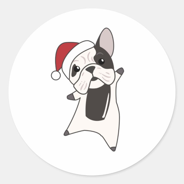 Bulldog Hunde frohe Weihnachts-Wintertiere Runder Aufkleber (Vorderseite)