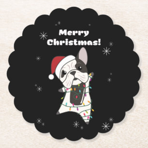 Bulldog Hunde frohe Weihnachts-Wintertiere Untersetzer