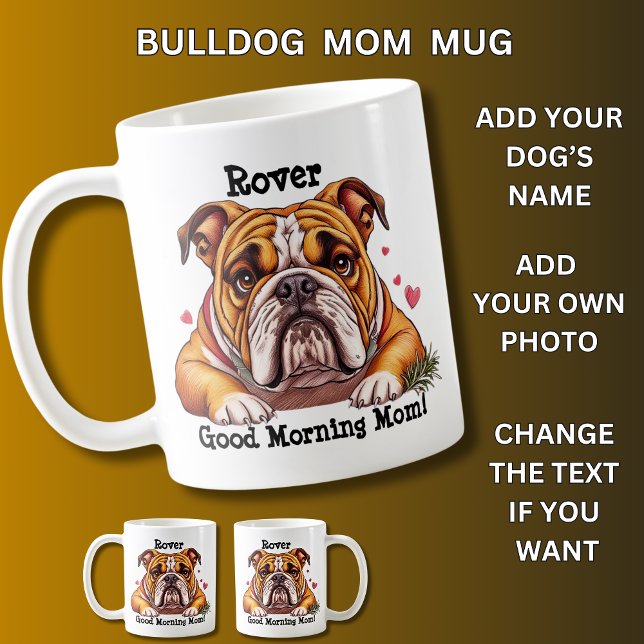 Bulldog, Hundename hinzufügen, Foto ändern Kaffeetasse (Von Creator hochgeladen)