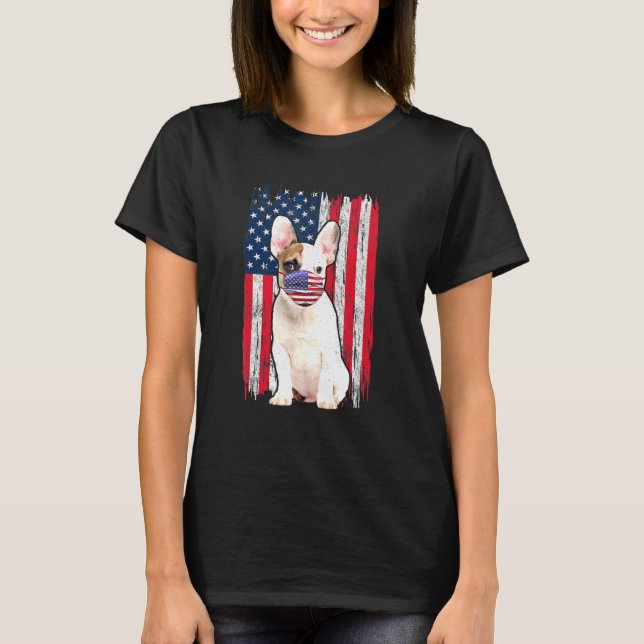 Bulldog-Hündin trägt Gesichtsmaske 4. J T-Shirt (Vorderseite)