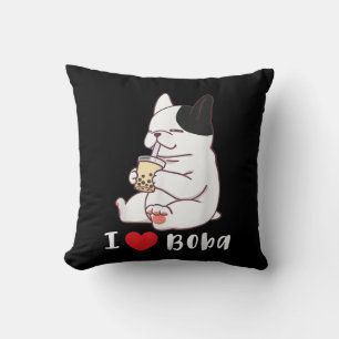 Bulldog-I-Liebe Boba Bubble Milk Tee Dog Cut Kissen