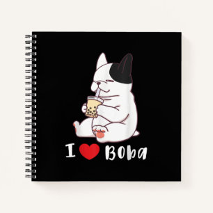 Bulldog-I-Liebe Boba Bubble Milk Tee Dog Cut Notizbuch