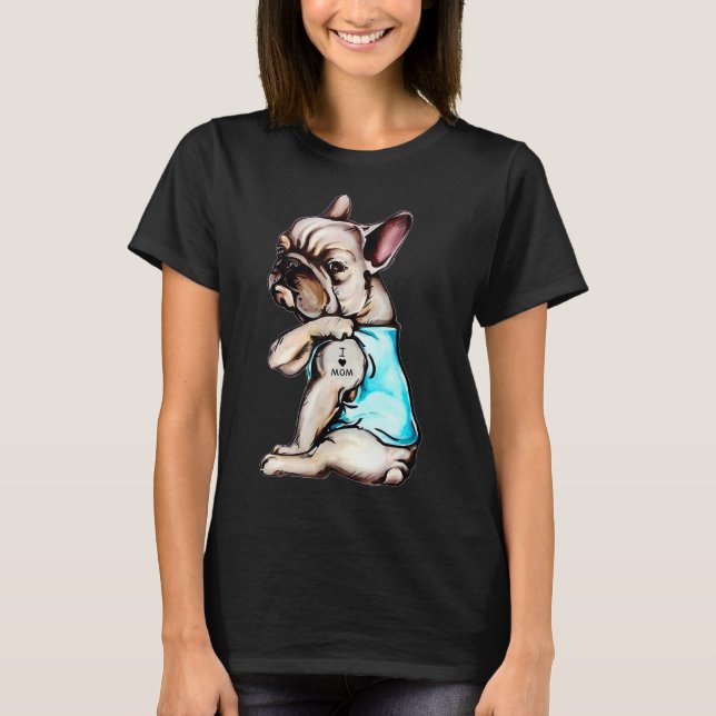 Bulldog I Liebe Mama Tattoo Bulldog Mama T-Shirt (Vorderseite)