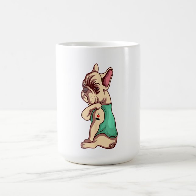 Bulldog I Liebe Mama Tattoo Funny Kaffeetasse (Mittel)