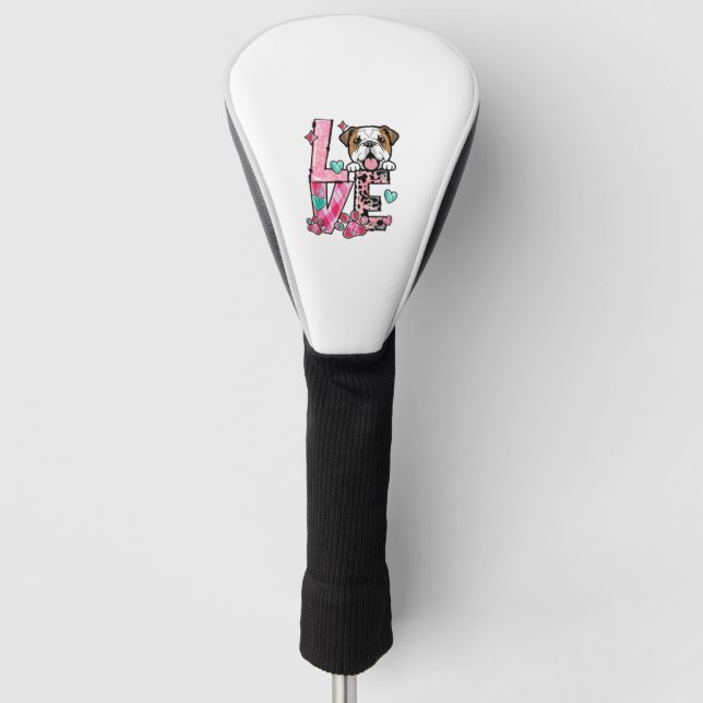 Bulldog I Liebe Mein Hund Golf Headcover (Vorderseite)