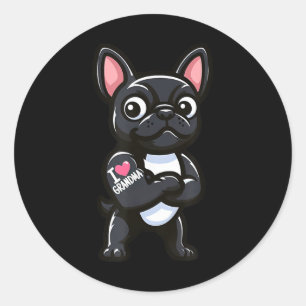 Bulldog I Liebe Oma Funny Dog Tattoo Runder Aufkleber