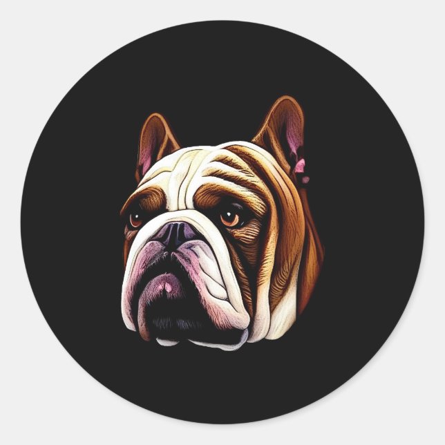 Bulldog Illustration Classic Round Sticker (Vorderseite)