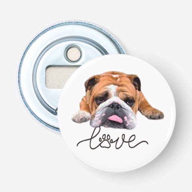 Bulldog, Illustrator T - Shirt Trucker Hat Button  Flaschenöffner (Vorderseite)