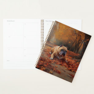 Bulldog im Herbst Leaves Fall Inspiriert Planer