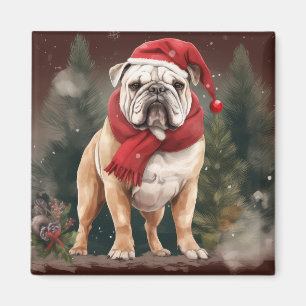 Bulldog im Schnee Weihnachten Magnet