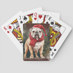 Bulldog im Schnee Weihnachten Spielkarten