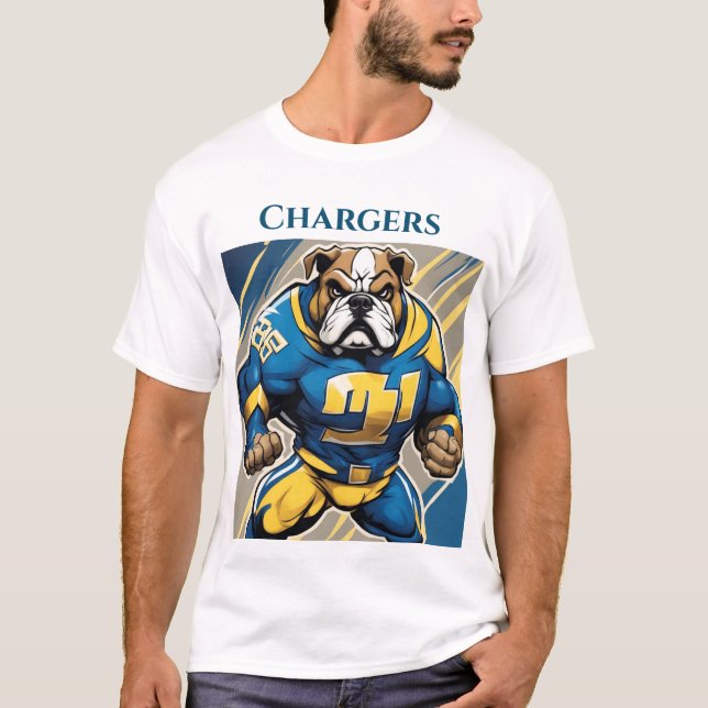 Bulldog in Chargers Colored Cersey T - Shirt (Vorderseite)
