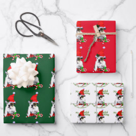 Bulldog in der Weihnachtsmannmütze Weihnachten Geschenkpapier Set