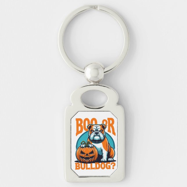 Bulldog in Pop Art Styls Halloween Schlüsselanhänger (Vorderseite)