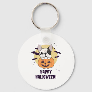 Bulldog in Pumpkin Niedliche Hunde glücklich Hallo Schlüsselanhänger