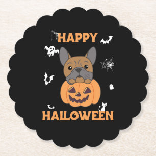 Bulldog in Pumpkin Niedliche Hunde glücklich Hallo Untersetzer