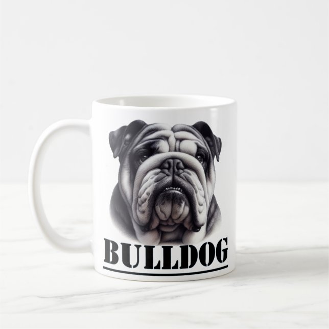Bulldog in Schwarz und Weiß Kaffeetasse (Links)