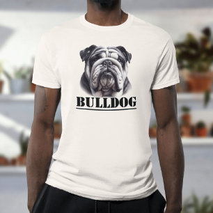 Bulldog in Schwarz-Weiß T-Shirt