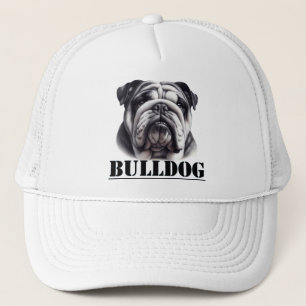 Bulldog in Schwarzweiß Truckerkappe