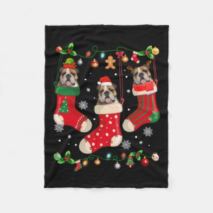 Bulldog in Sock Weihnachten Weihnachten Weihnachts Fleecedecke