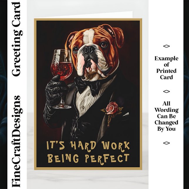 Bulldog in Tuxedo & Bow Krawatte & Wine CR8 Indivi Karte (Von Creator hochgeladen)