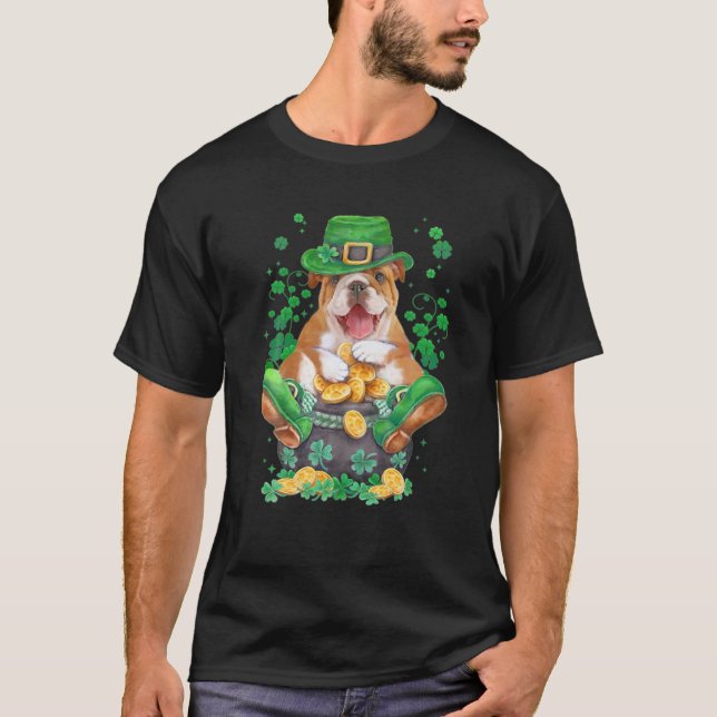 Bulldog Irish Dog Hat Schuhe Clover Kleeblatt St.P T-Shirt (Vorderseite)
