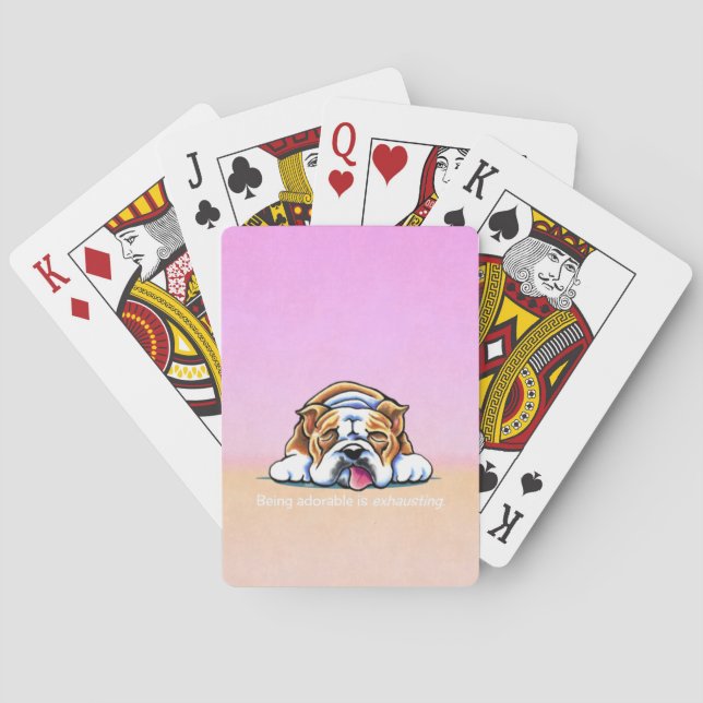 Bulldog ist ein ansprechender rosa Off-Leash Art™ Spielkarten (Rückseite)