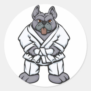 Bulldog jiu jitsu Hintergrundfarbe auswählen Runder Aufkleber