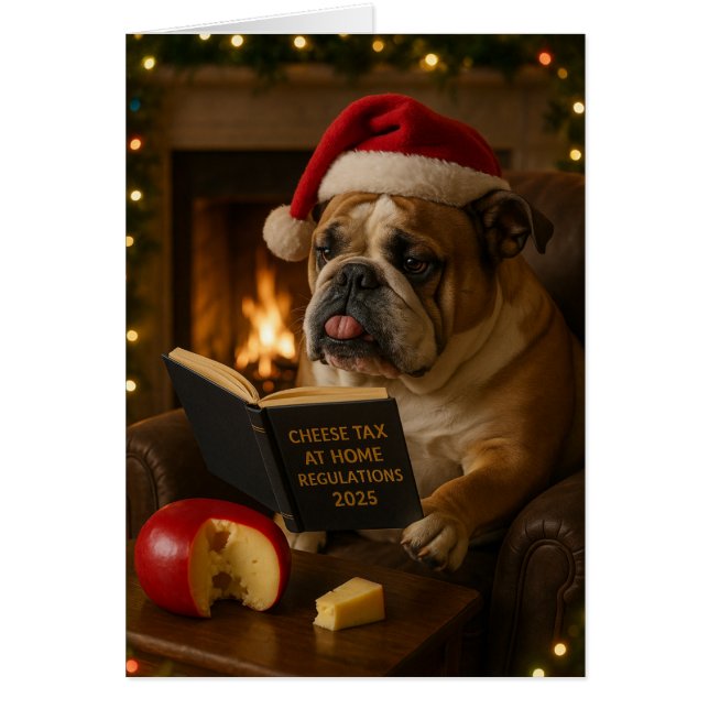 Bulldog-'Käse-Steuer'-Weihnachtskarte (Vorne)