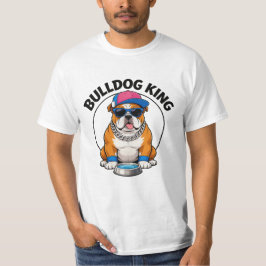 Bulldog King Cool Sunglasses Design T-Shirt