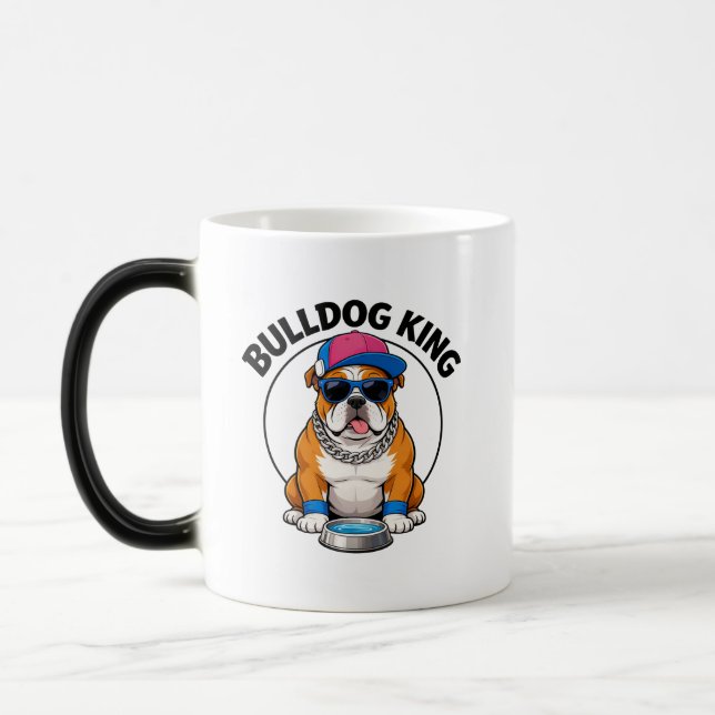 Bulldog King Cool Sunglasses Design Verwandlungstasse (Links)