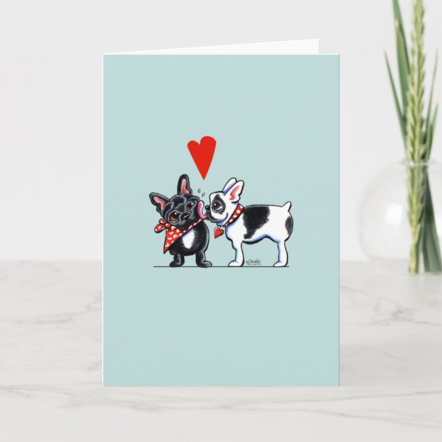 Bulldog Kiss Karte (Vorderseite)