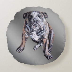Bulldog-Kissen Brindle Bull Dog Geschenke Rundes Kissen