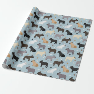 Bulldog-Knochen und Paws Blue Geschenkpapier