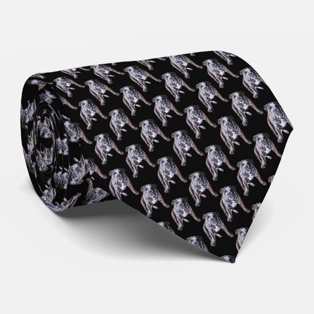 Bulldog Krawatte English Bulldog Neckties Anpassen (Gerollt)