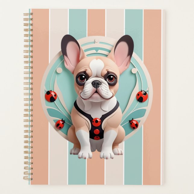Bulldog Ladybug Pastell Papier schneiden Kunst Planer (Vorderseite)
