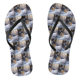 Bulldog Let It Snow Weihnachten Gebürstet  Flip Flops
