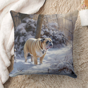 Bulldog Let It Snow Weihnachten Gebürstet Kissen
