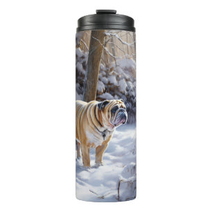Bulldog Let It Snow Weihnachten Gebürstet Thermosbecher