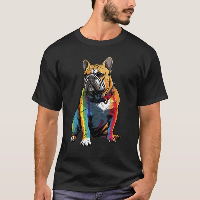 Bulldog LGBT Pride Colors T-Shirt (Vorderseite)