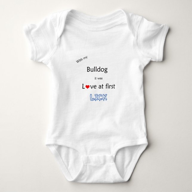 Bulldog Lick Design Baby Strampler (Vorderseite)
