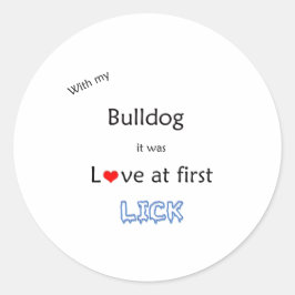 Bulldog Lick Design Runder Aufkleber