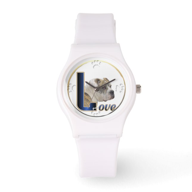 Bulldog Liebe Art Armbanduhr (Vorderseite)