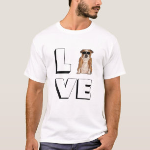 Bulldog Liebe Herz Sonnenbrille Dog English Bulldo T-Shirt