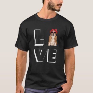 Bulldog Liebe Herz Sonnenbrille Dog English Bulldo T-Shirt