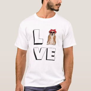Bulldog Liebe Herz Sonnenbrille Dog English Bulldo T-Shirt